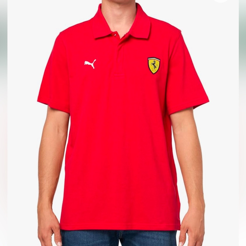 Ferrari Puma Collaborated Red Graphic Short Sleeve Polo Men Size XXL